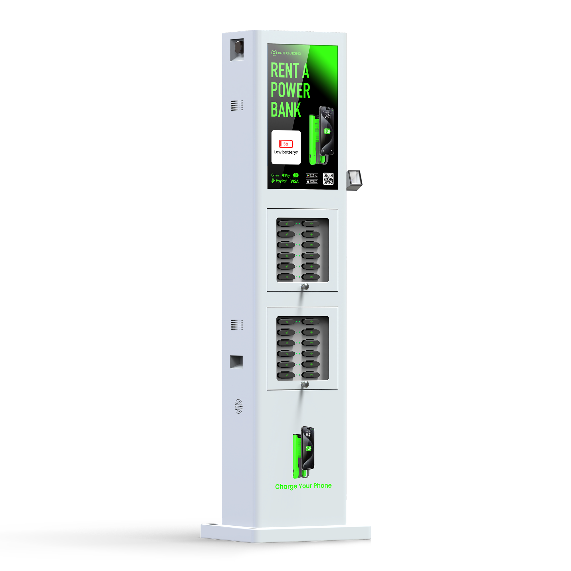 The machine is waterproof to IP54 and can be placed outdoors in all kinds of weather, especially for large outdoor events such as music festivals.