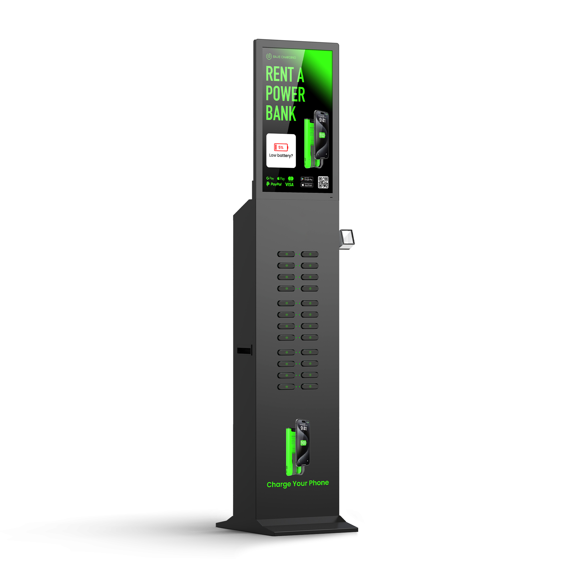 with advertising screen, pos reader,suitable for places with high traffic , suchas shopping malls, museums.