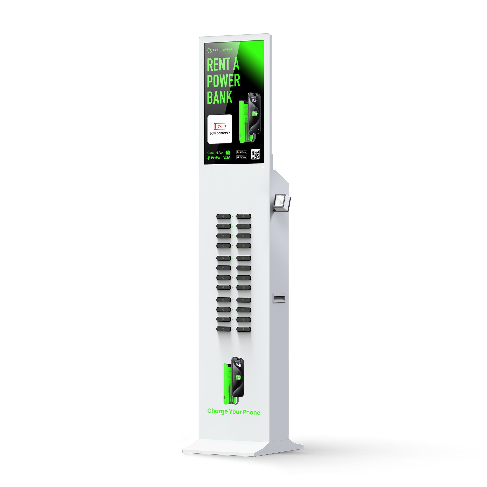 with advertising screen, pos reader,suitable for places with high traffic , suchas shopping malls, museums.