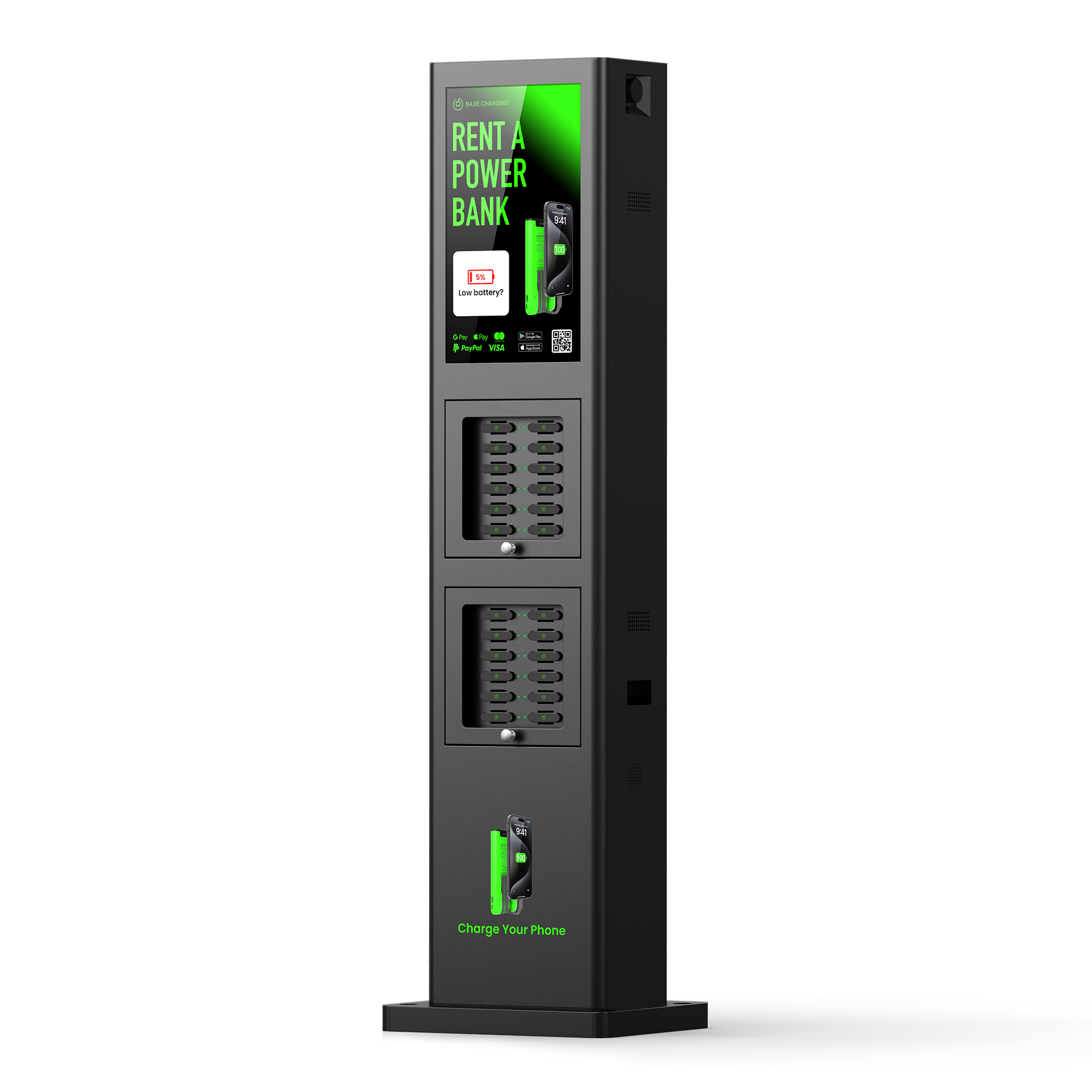 The machine is waterproof to IP54 and can be placed outdoors in all kinds of weather, especially for large outdoor events such as music festivals.