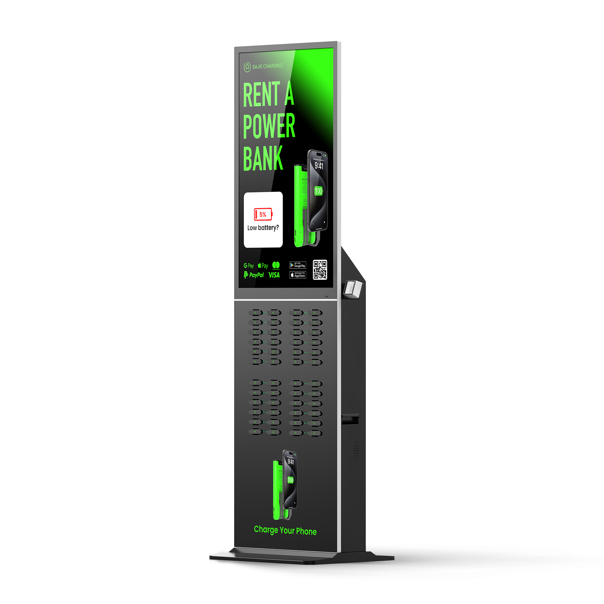 with advertising screen, pos reader,suitable for places with high traffic , suchas shopping malls, museums.
