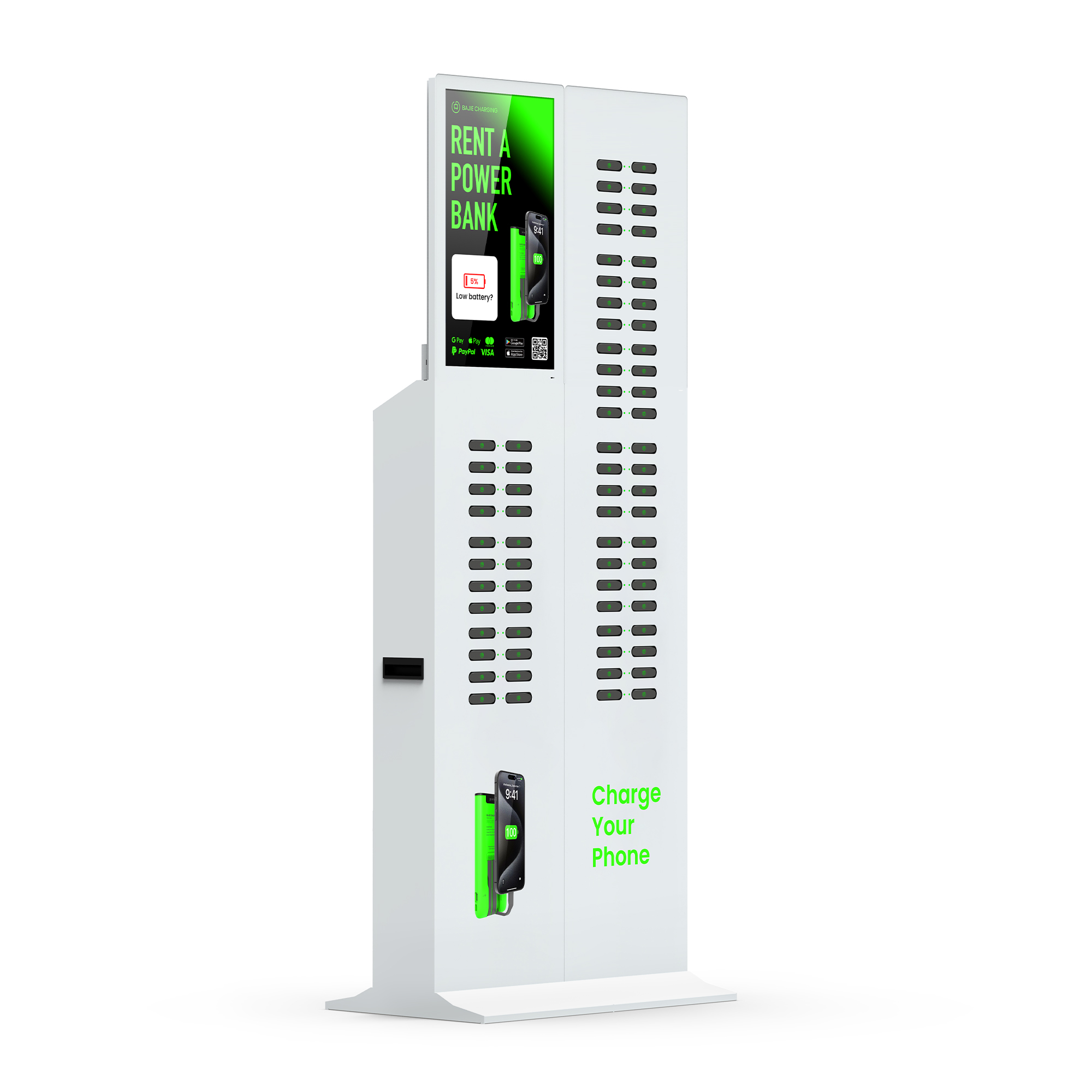 with advertising screen, suitable for places with high traffic , suchas shopping malls, museums.