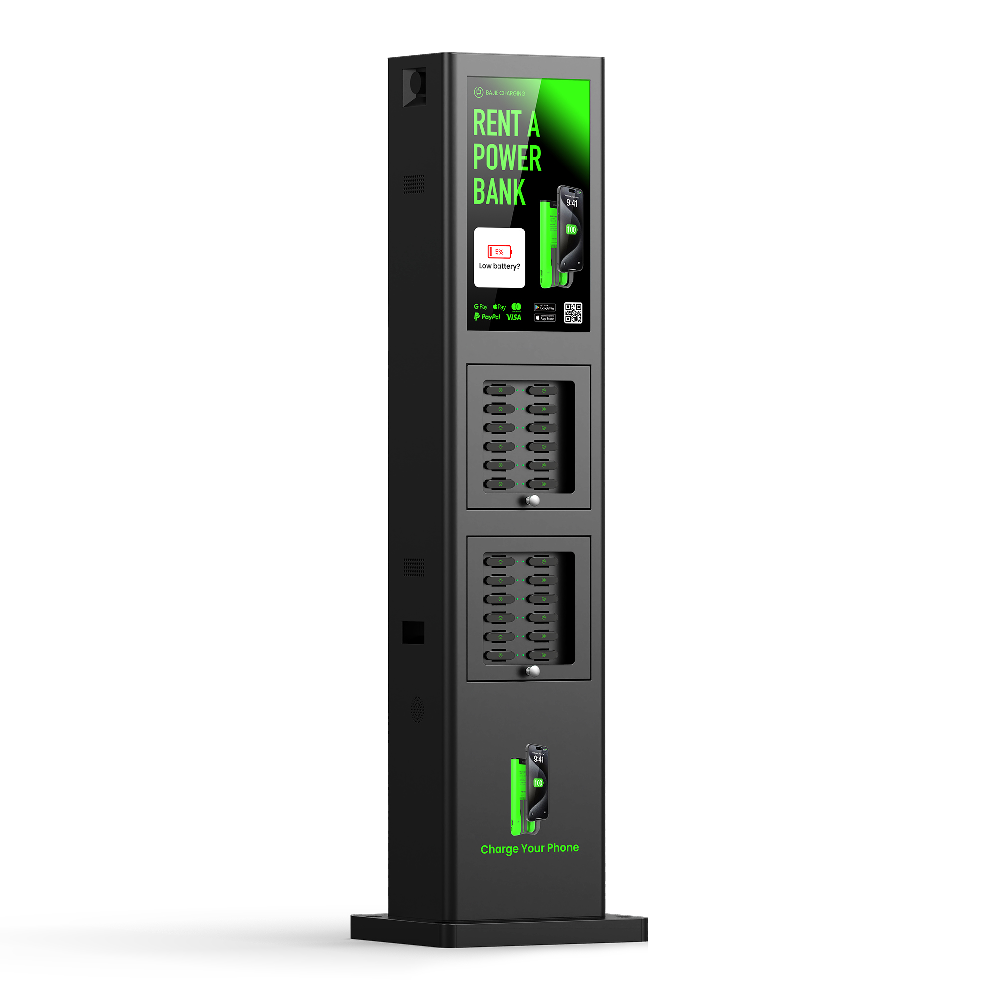 The machine is waterproof to IP54 and can be placed outdoors in all kinds of weather, especially for large outdoor events such as music festivals.