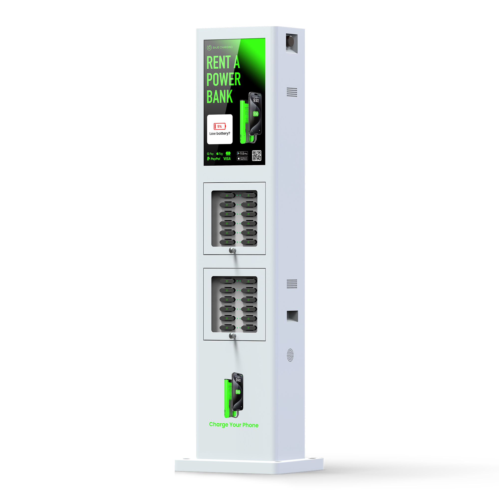 The machine is waterproof to IP54 and can be placed outdoors in all kinds of weather, especially for large outdoor events such as music festivals.
