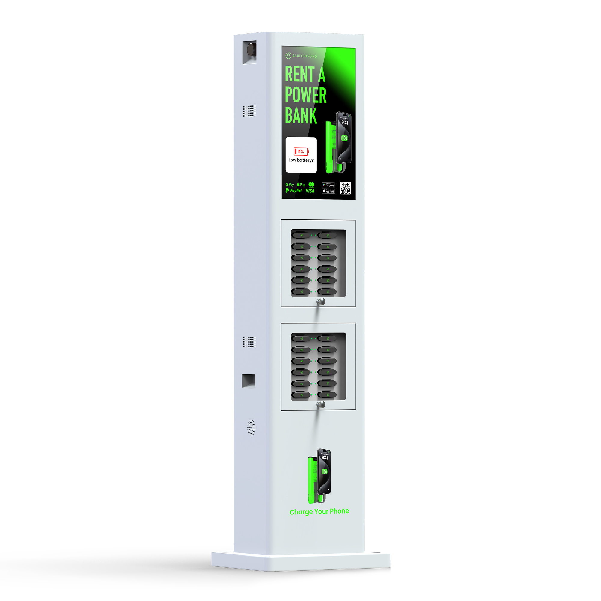 The machine is waterproof to IP54 and can be placed outdoors in all kinds of weather, especially for large outdoor events such as music festivals.