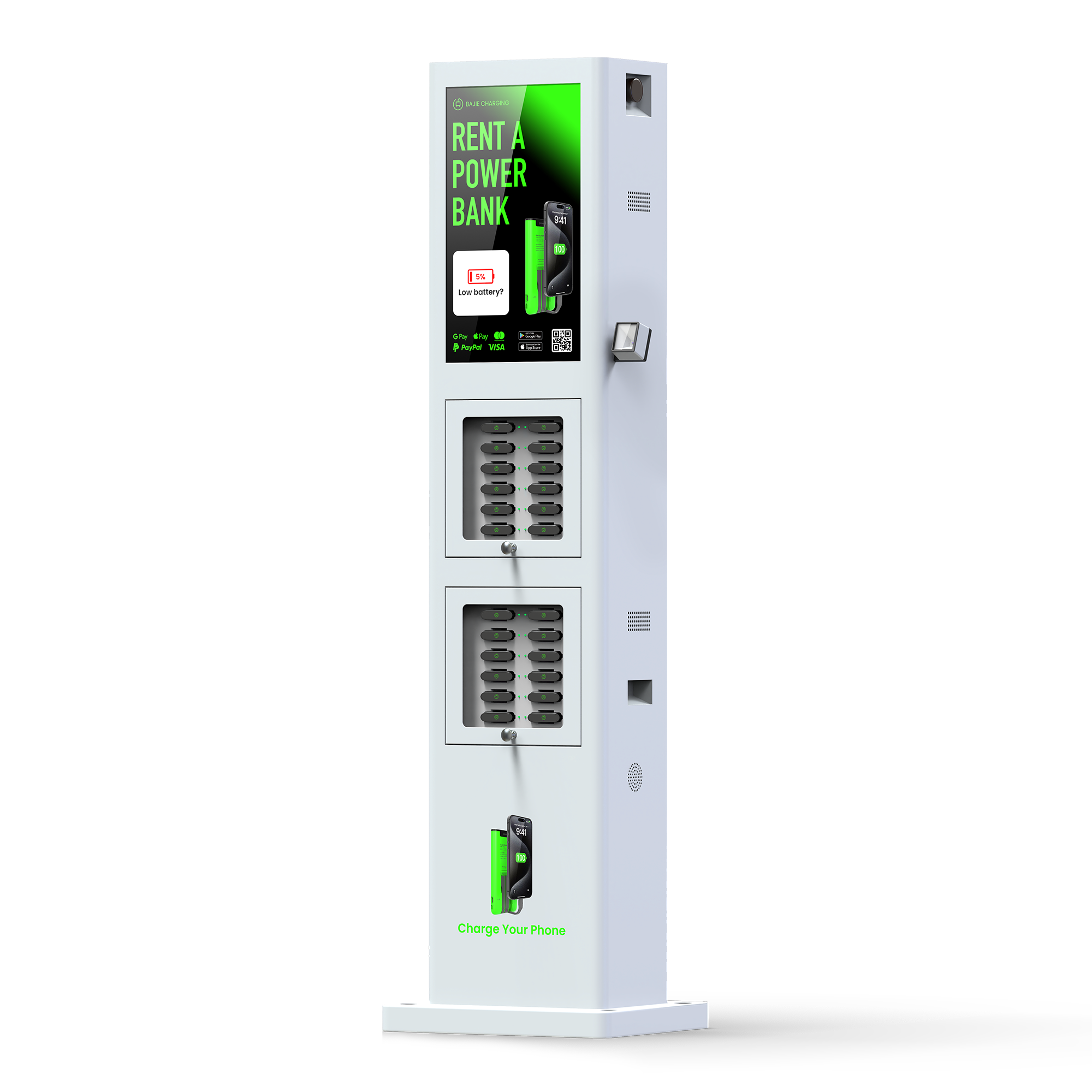 The machine is waterproof to IP54 and can be placed outdoors in all kinds of weather, especially for large outdoor events such as music festivals.