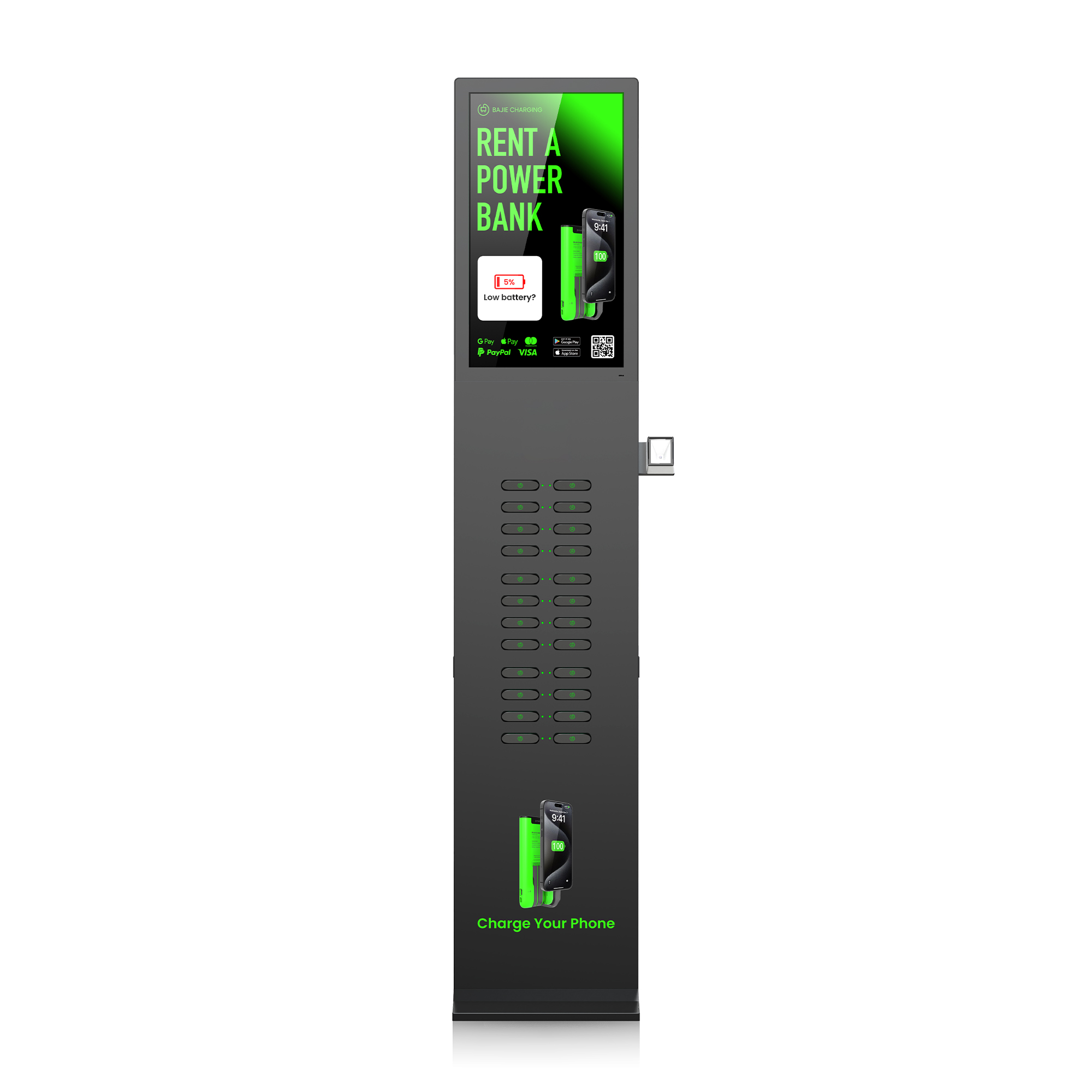with advertising screen, pos reader,suitable for places with high traffic , suchas shopping malls, museums.