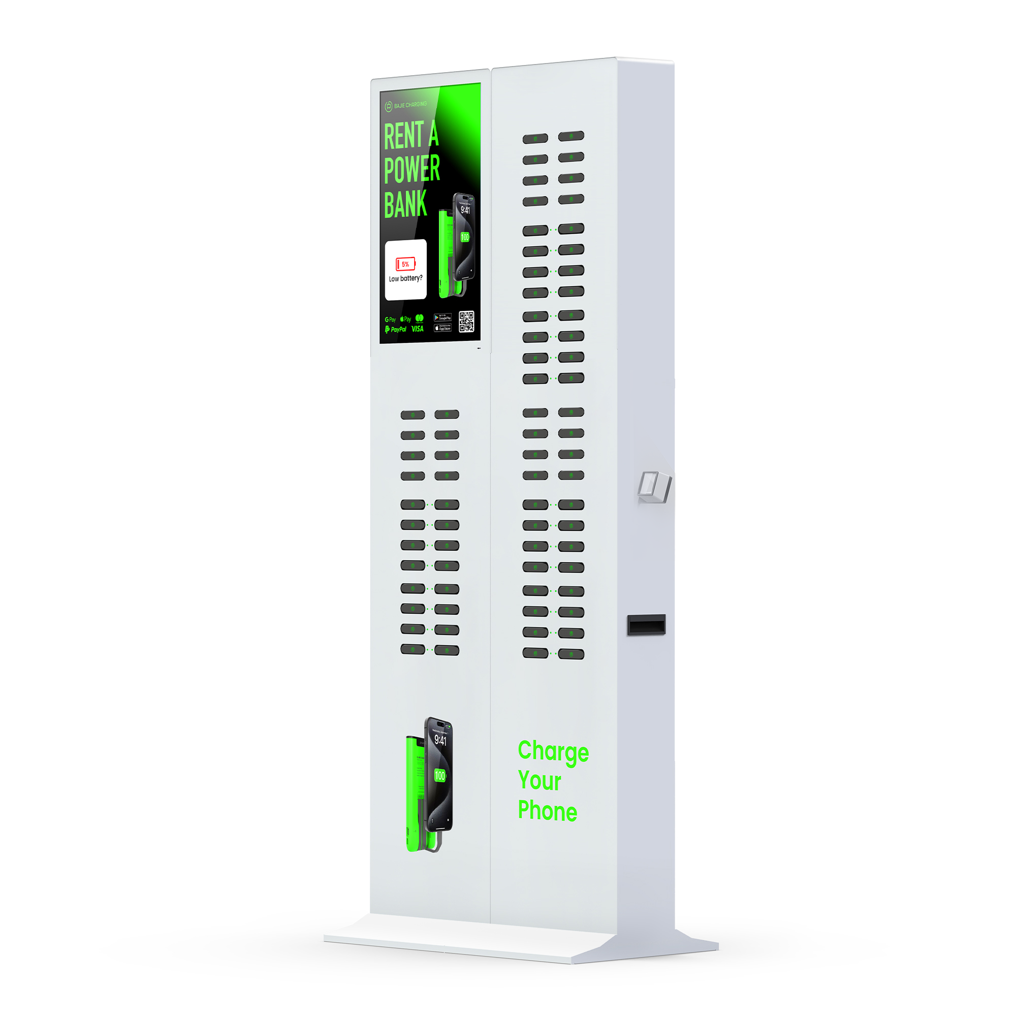 With advertising screen, pos reader,suitable for places with high traffic , suchas shopping malls, museums.