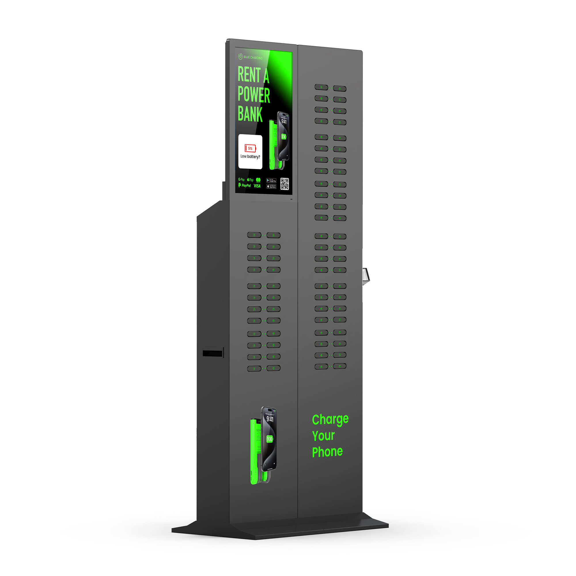 With advertising screen, pos reader,suitable for places with high traffic , suchas shopping malls, museums.