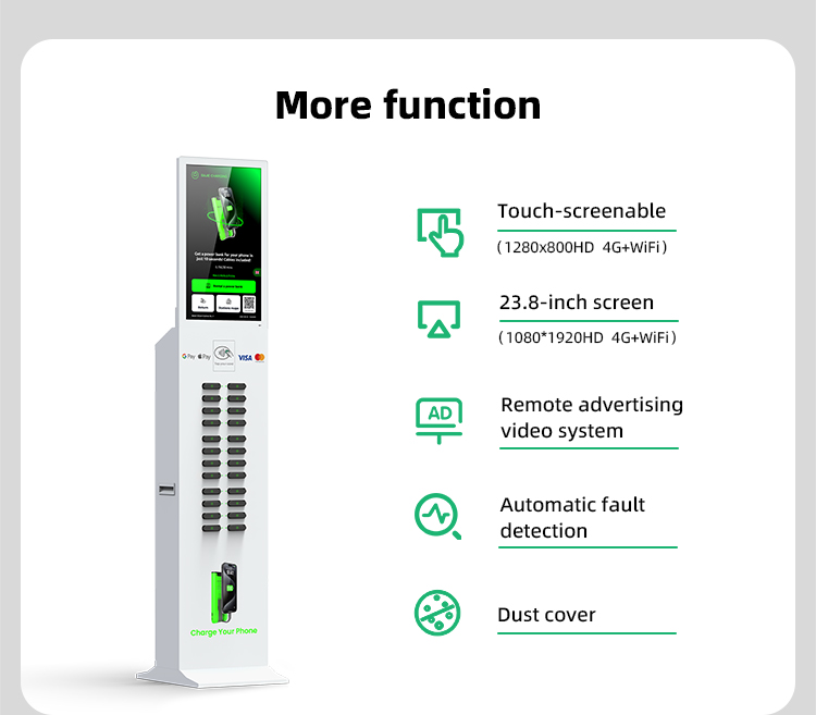 24 slots & with 23.8 inch touch screen & vertical shared power bank rental station