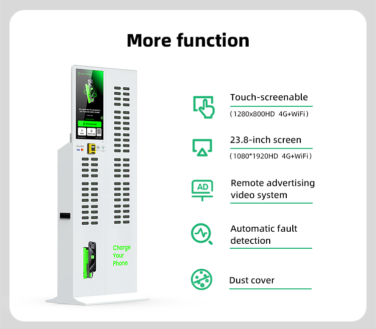 72 slots & with 23.8 inch touch screen & vertical shared power bank rental station