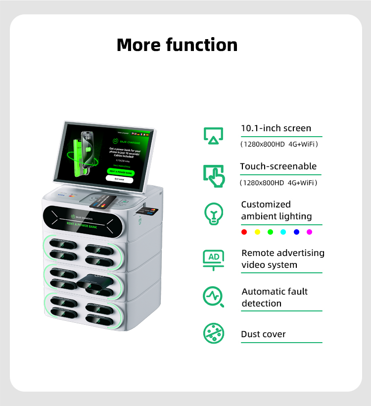 12 slots & touch screen & credit card shared power bank rental station