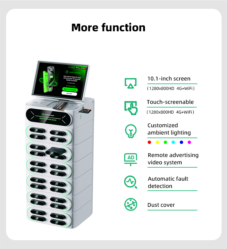 24 slots & touch screen & credit card shared power bank rental station