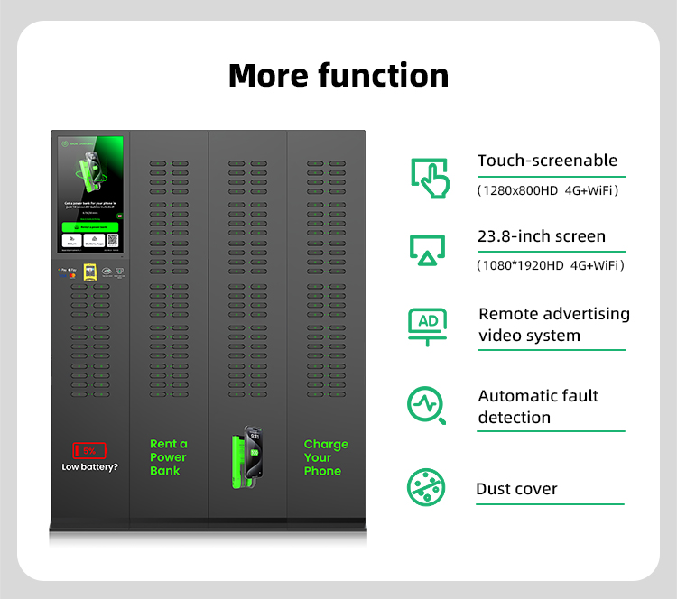 168 slots & with 23.8 inch touch screen & vertical shared power bank rental station