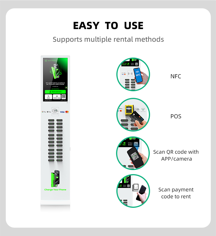 24 slots & with 23.8 inch touch screen & vertical shared power bank rental station