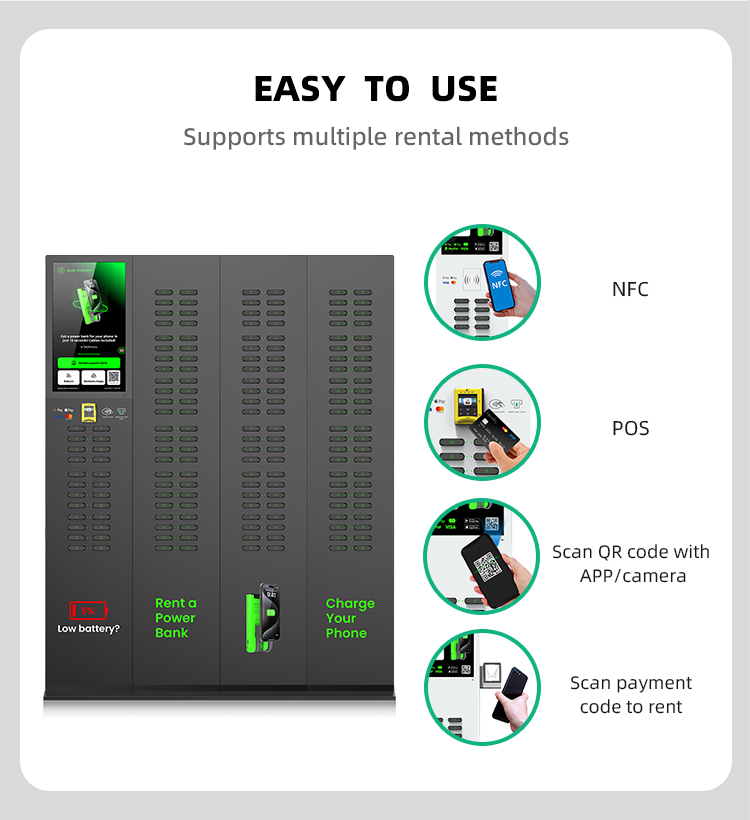 168 slots & with 23.8 inch touch screen & vertical shared power bank rental station