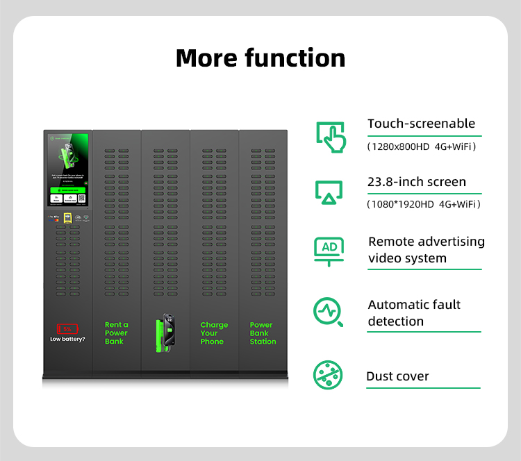 216 slots & with 23.8 inch touch screen & vertical shared power bank rental station