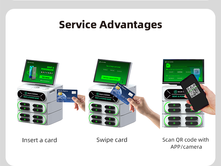 4 slots & touch screen & credit card shared power bank rental station