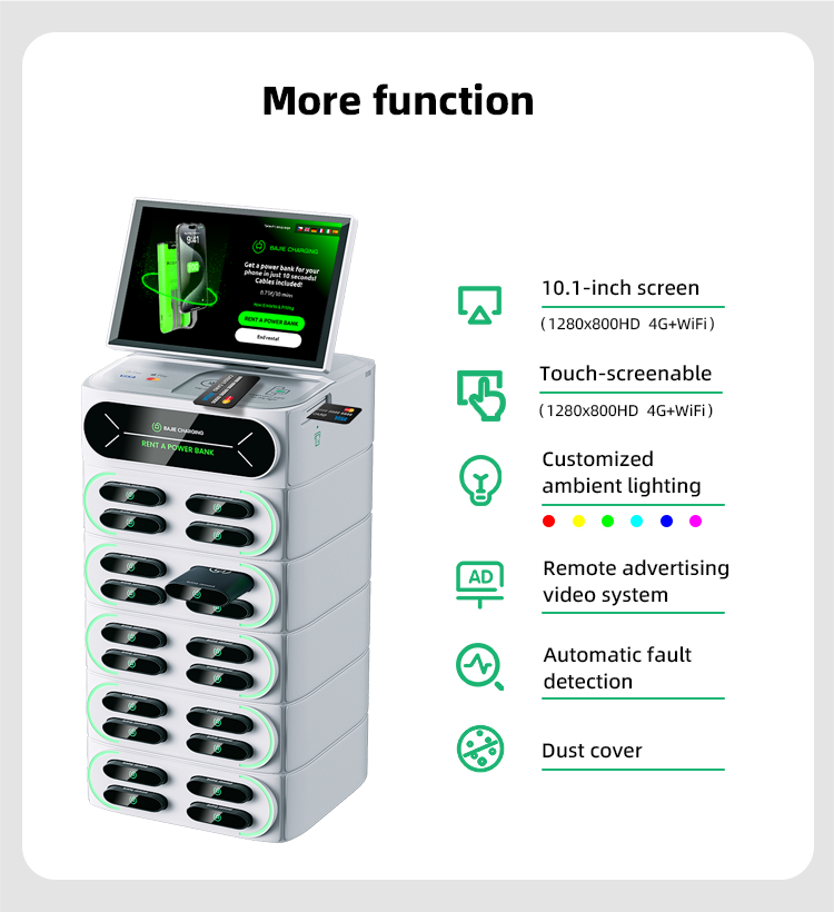 20 slots & touch screen & credit card shared power bank rental station