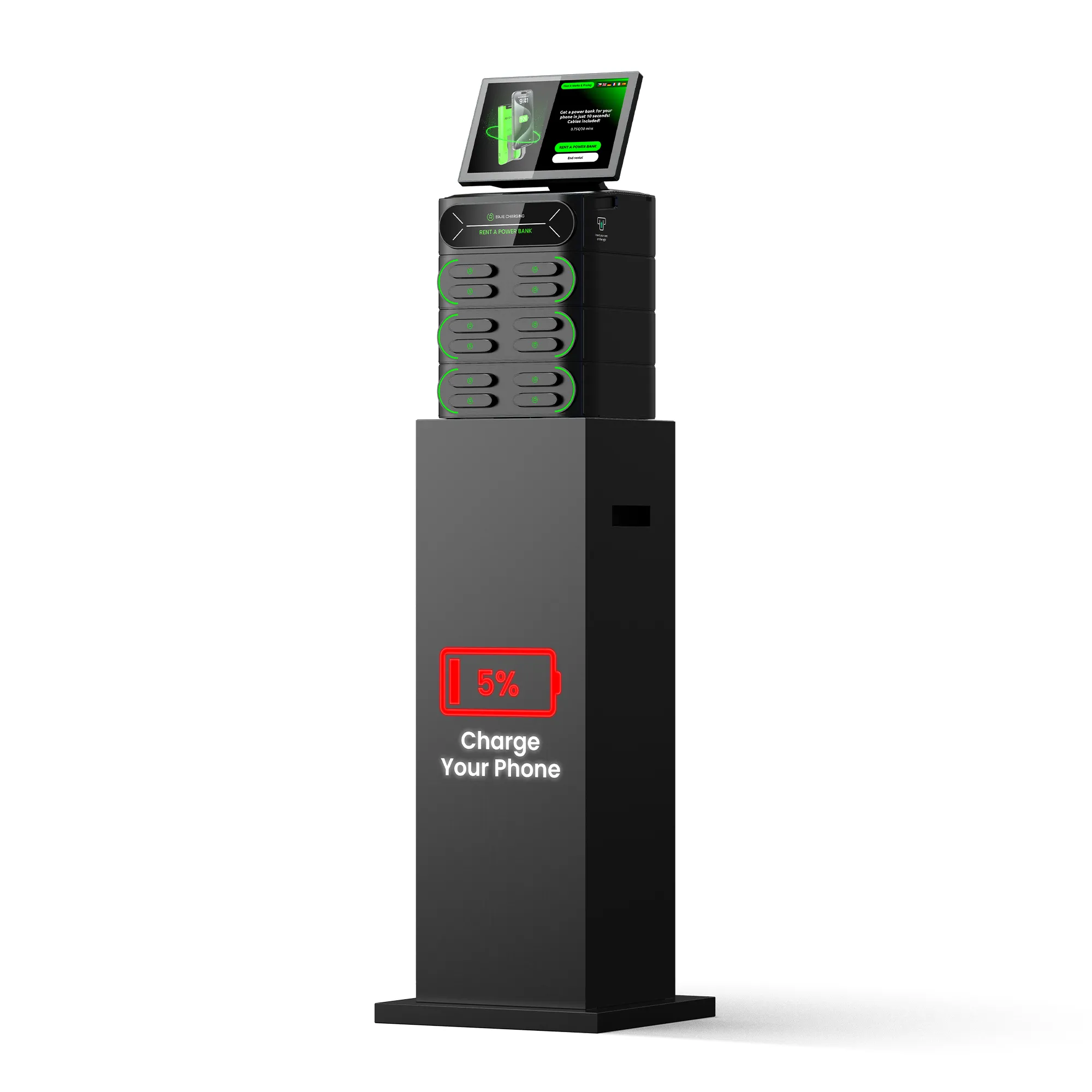 ​​12-Slot Cell Phone Charging Station + Touch & POS​​