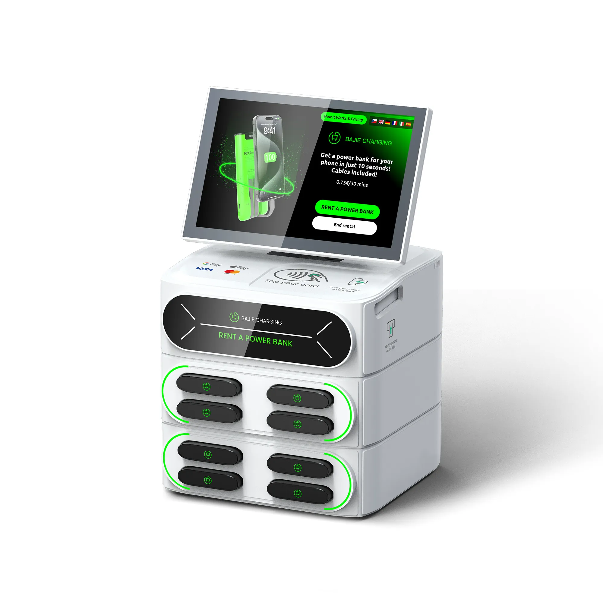 ​​8-Slot Phone Charging Station + Touch & POS​​