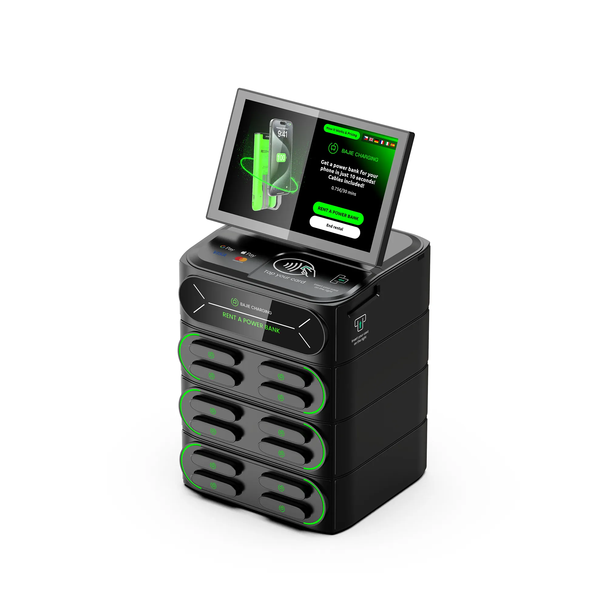 ​​12-Slot Cell Phone Charging Station + Touch & POS​​