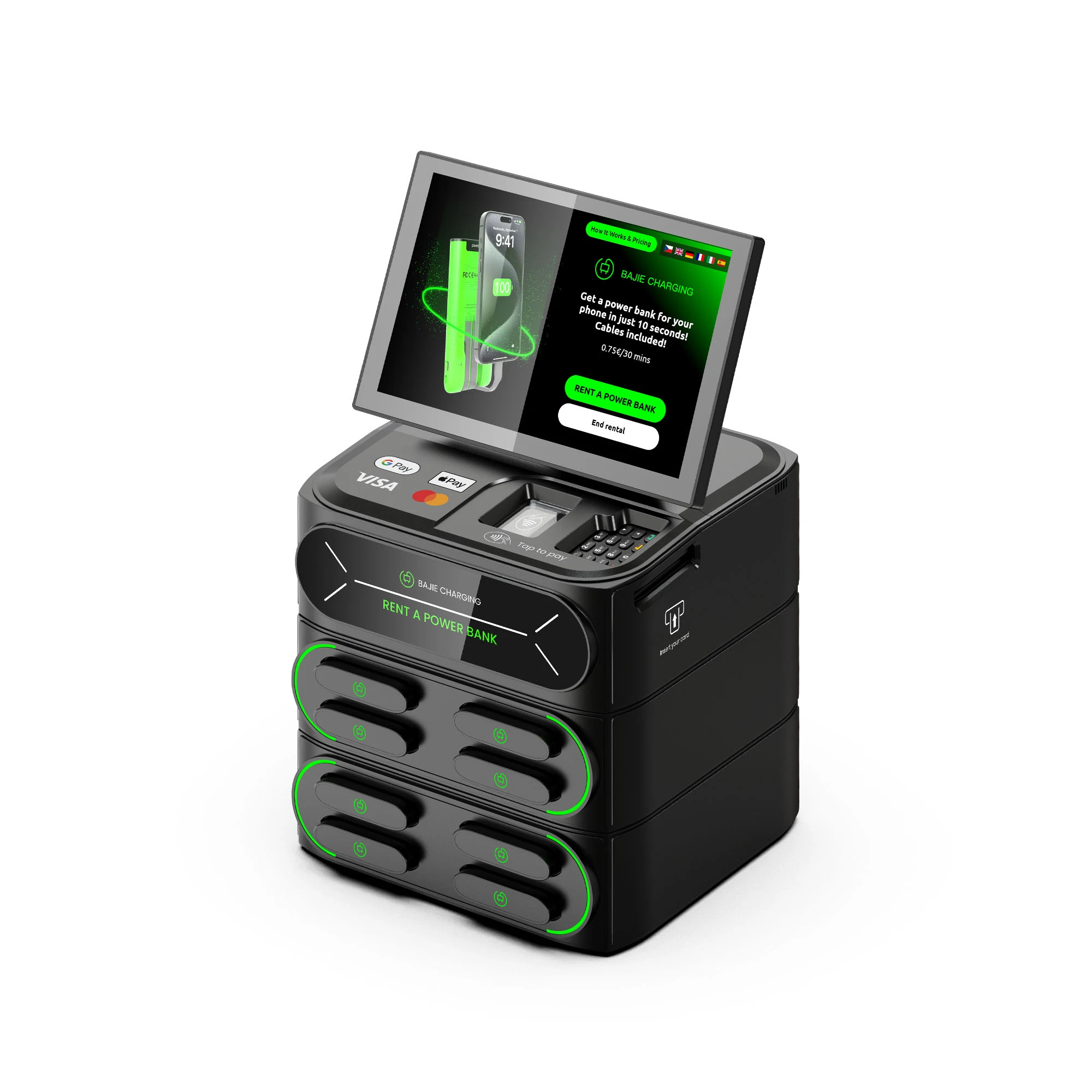 ​​8-Slot Phone Charging Station + Touch & POS​​